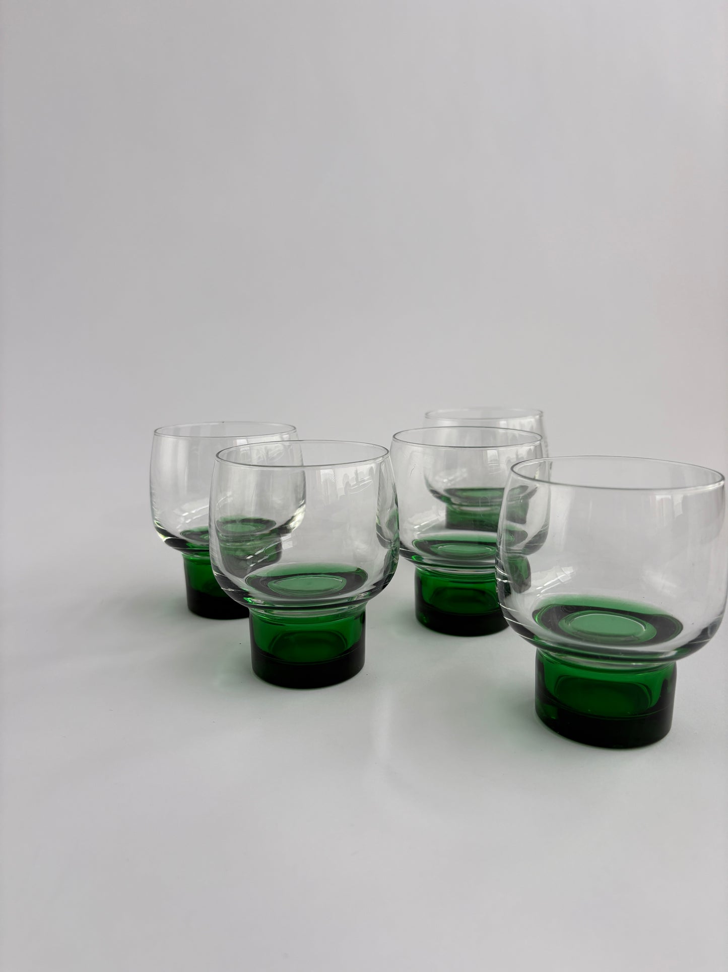 Set of 5 Luminarc green stem glasses