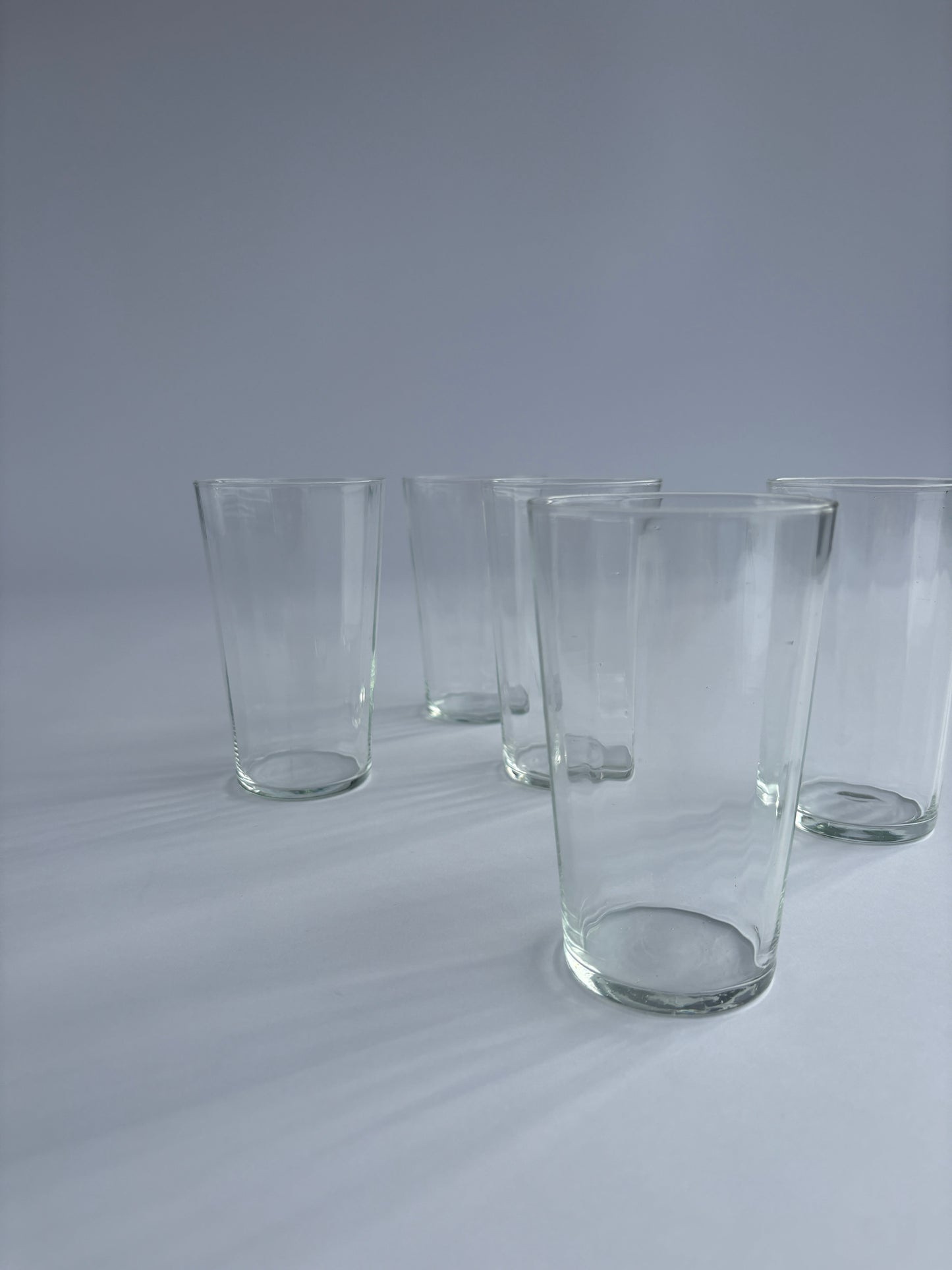 Set of 5 delicate hand-blown water glasses