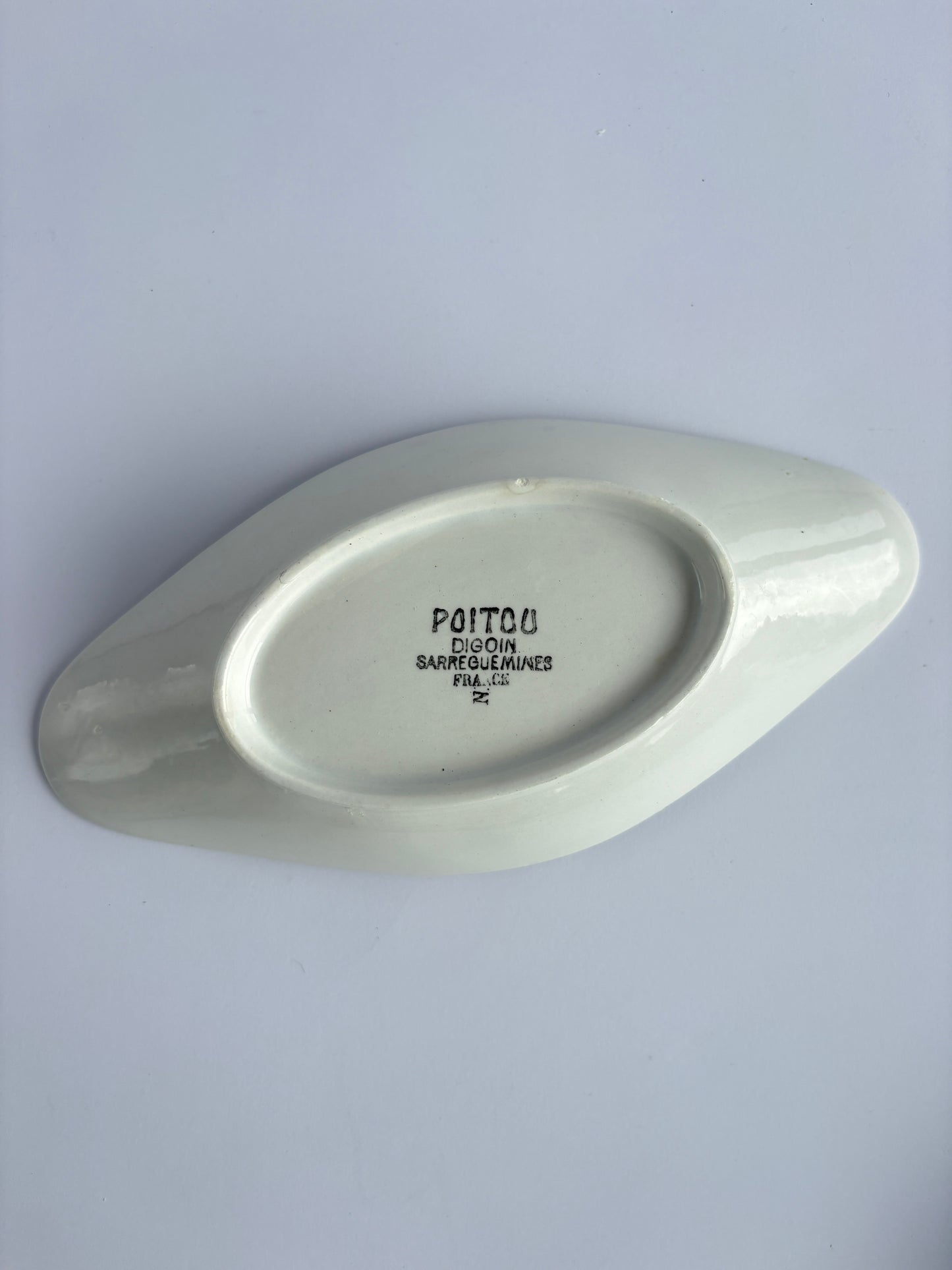 Small serving dish with blue & yellow stripes