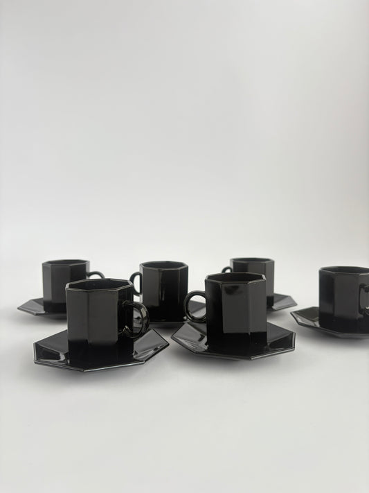 Set of 6 black espresso cups