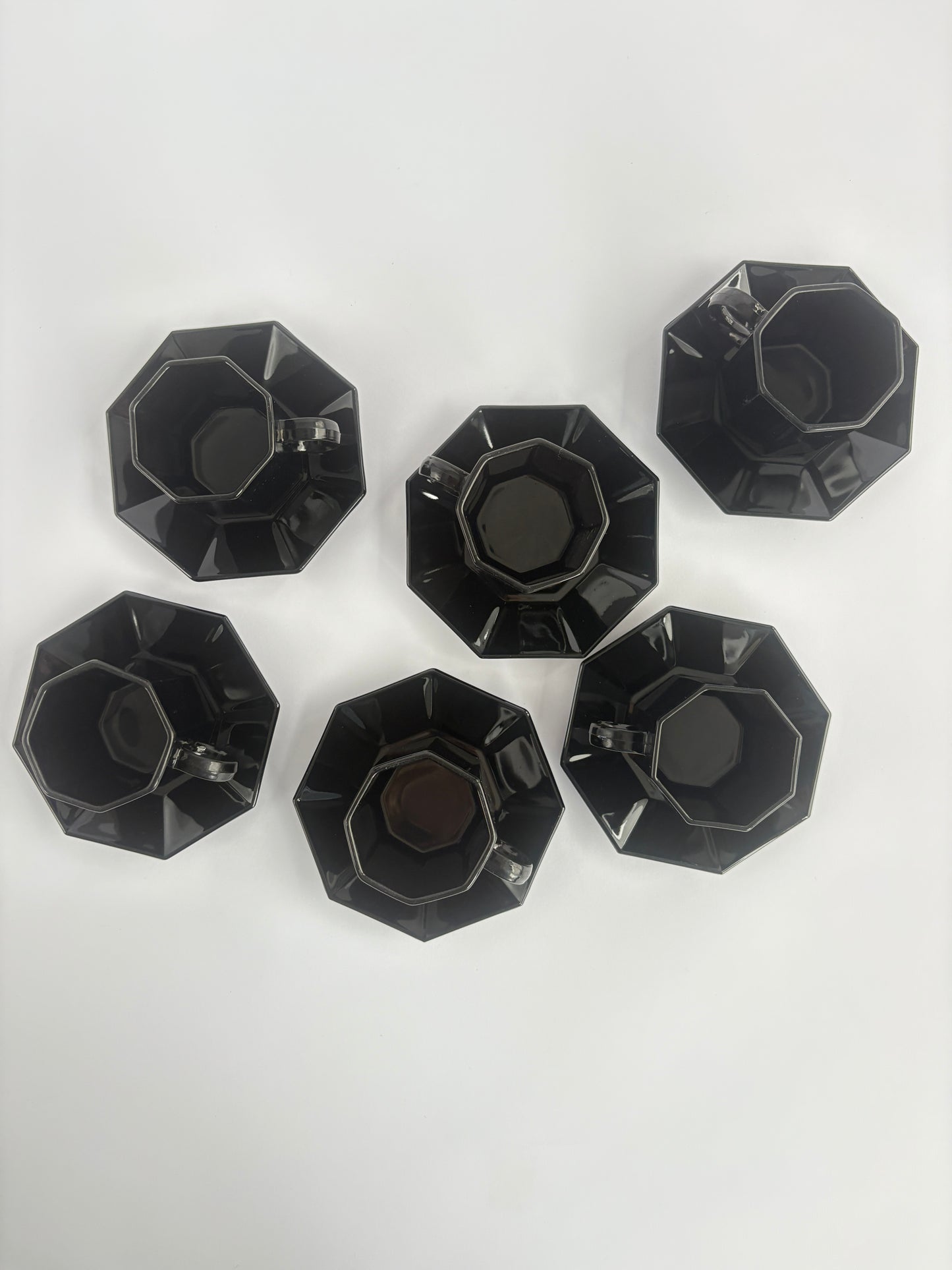 Set of 6 black espresso cups