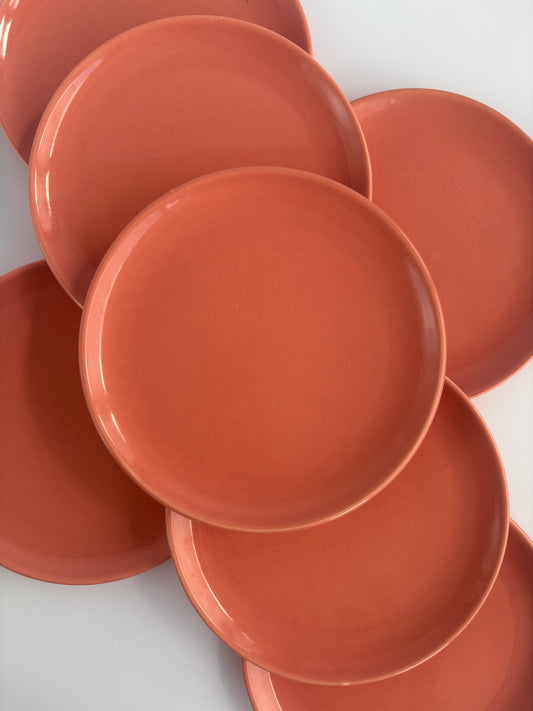 Set of 7 medium pink plates