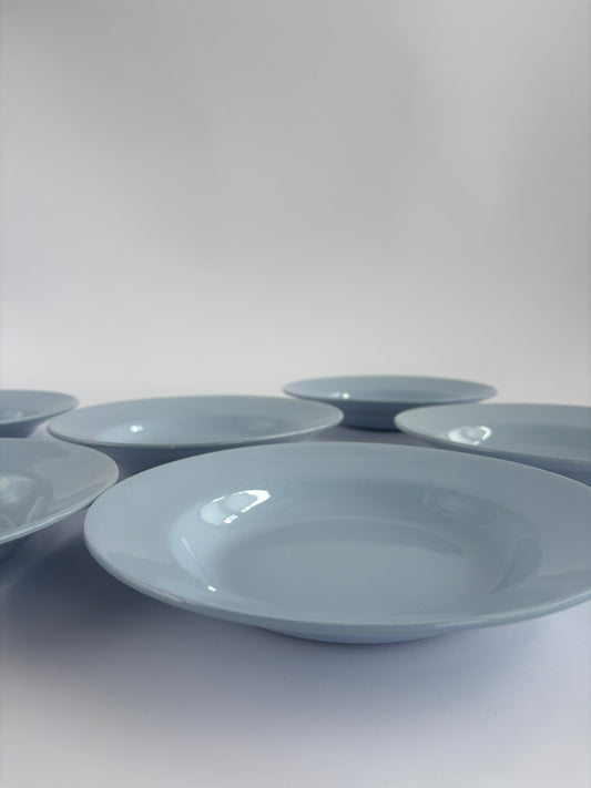 Set of 6 deep plates, baby blue