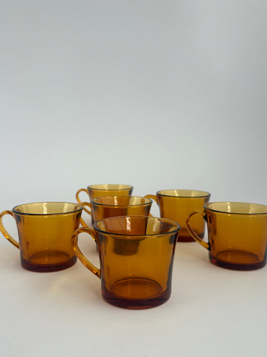 Set of 6 vintage amber glass espresso cups