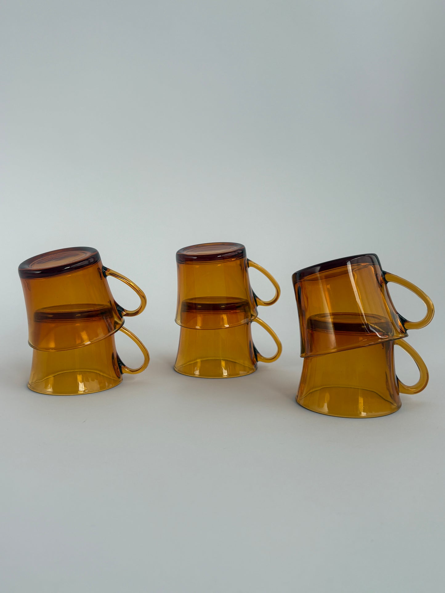 Set of 6 vintage amber glass espresso cups