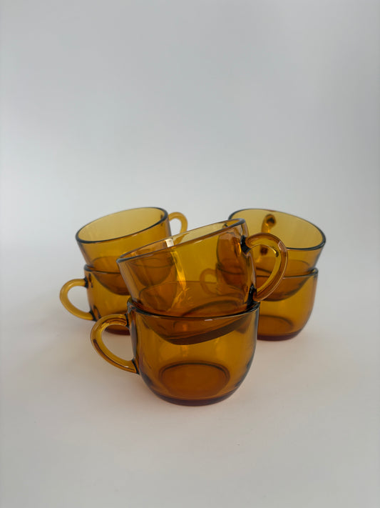 Set of 6 amber glass coffee cups