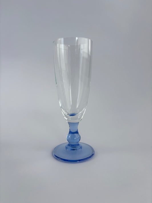 Set of 5 champagne glasses with blue stems