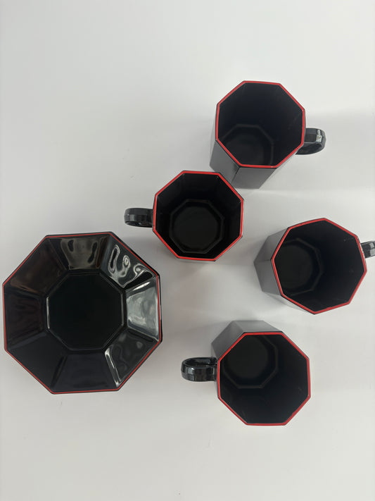 Set of 4 black coffee cups