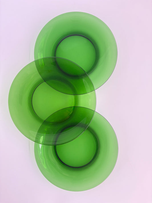 Set of 3 retro green deep plates