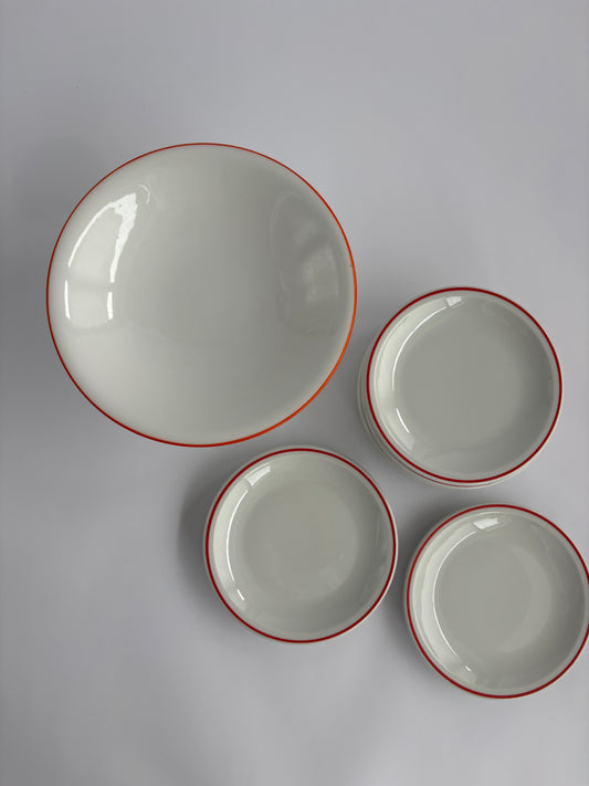 Set of 9 dessert plates with pedestal serving bowl