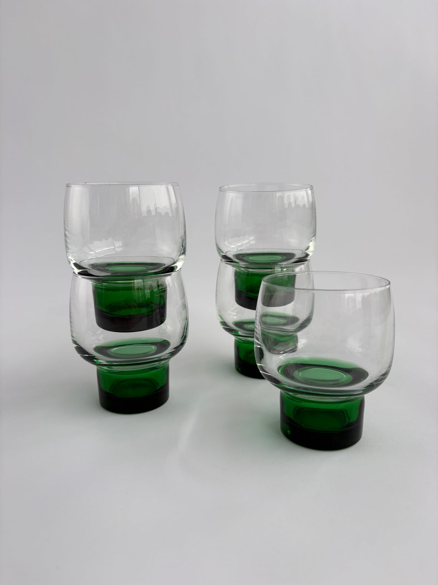 Set of 5 Luminarc green stem glasses