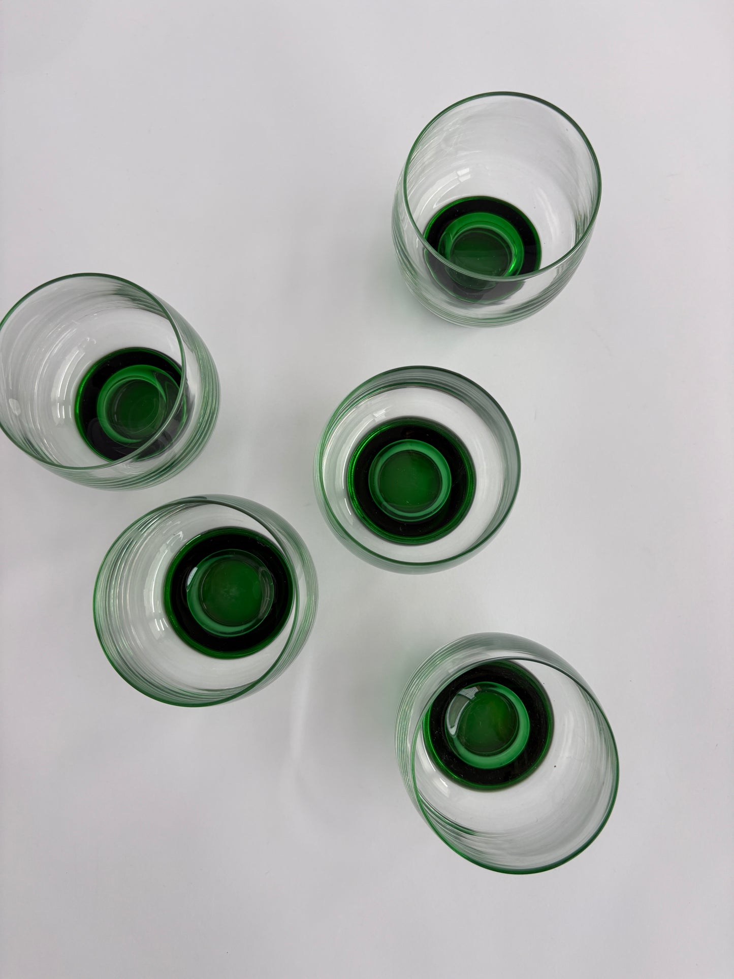 Set of 5 Luminarc green stem glasses