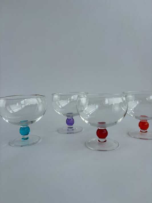Set of 4 coloured coupe glasses