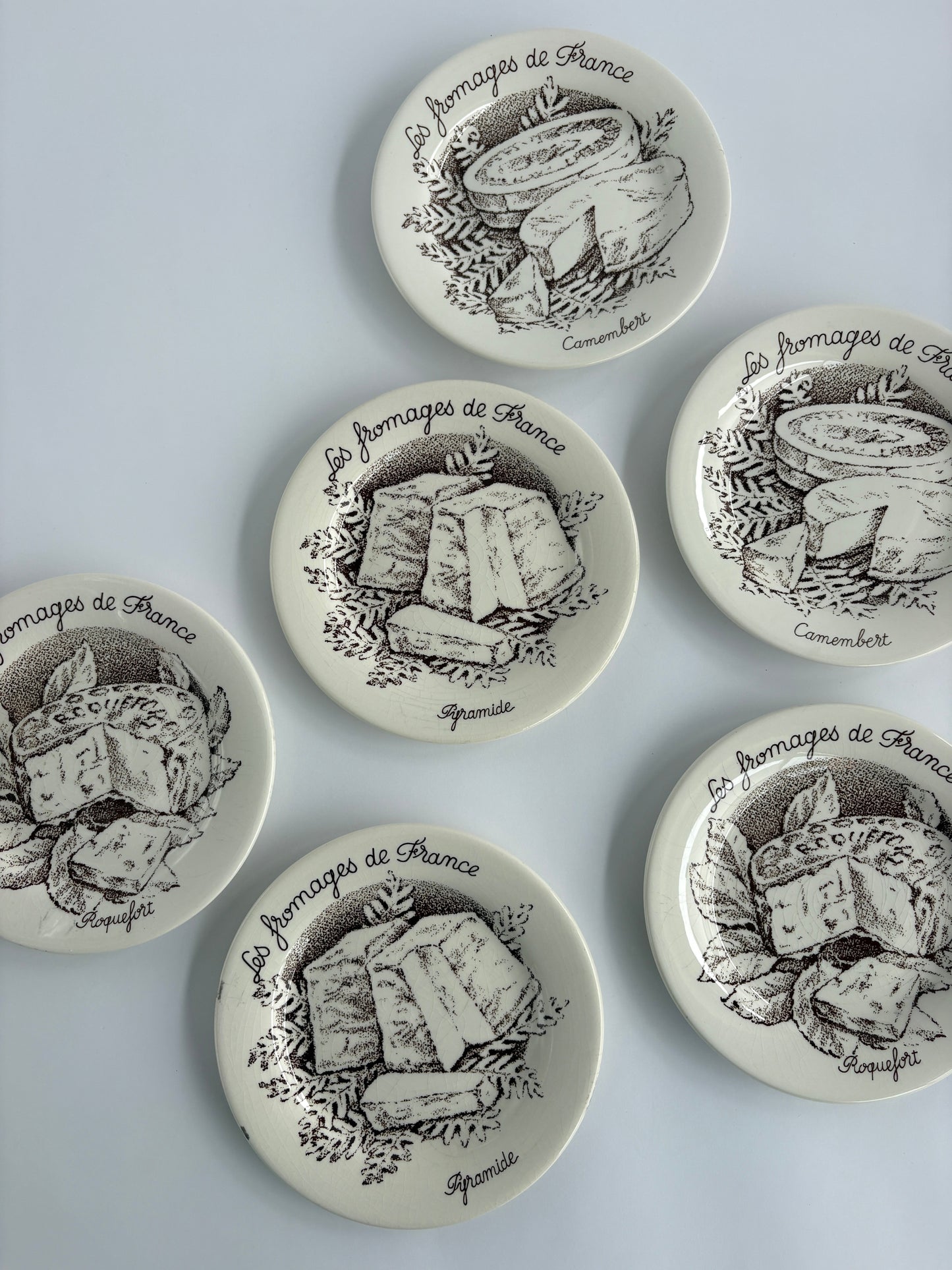 Set of 6 Gien fromage plates