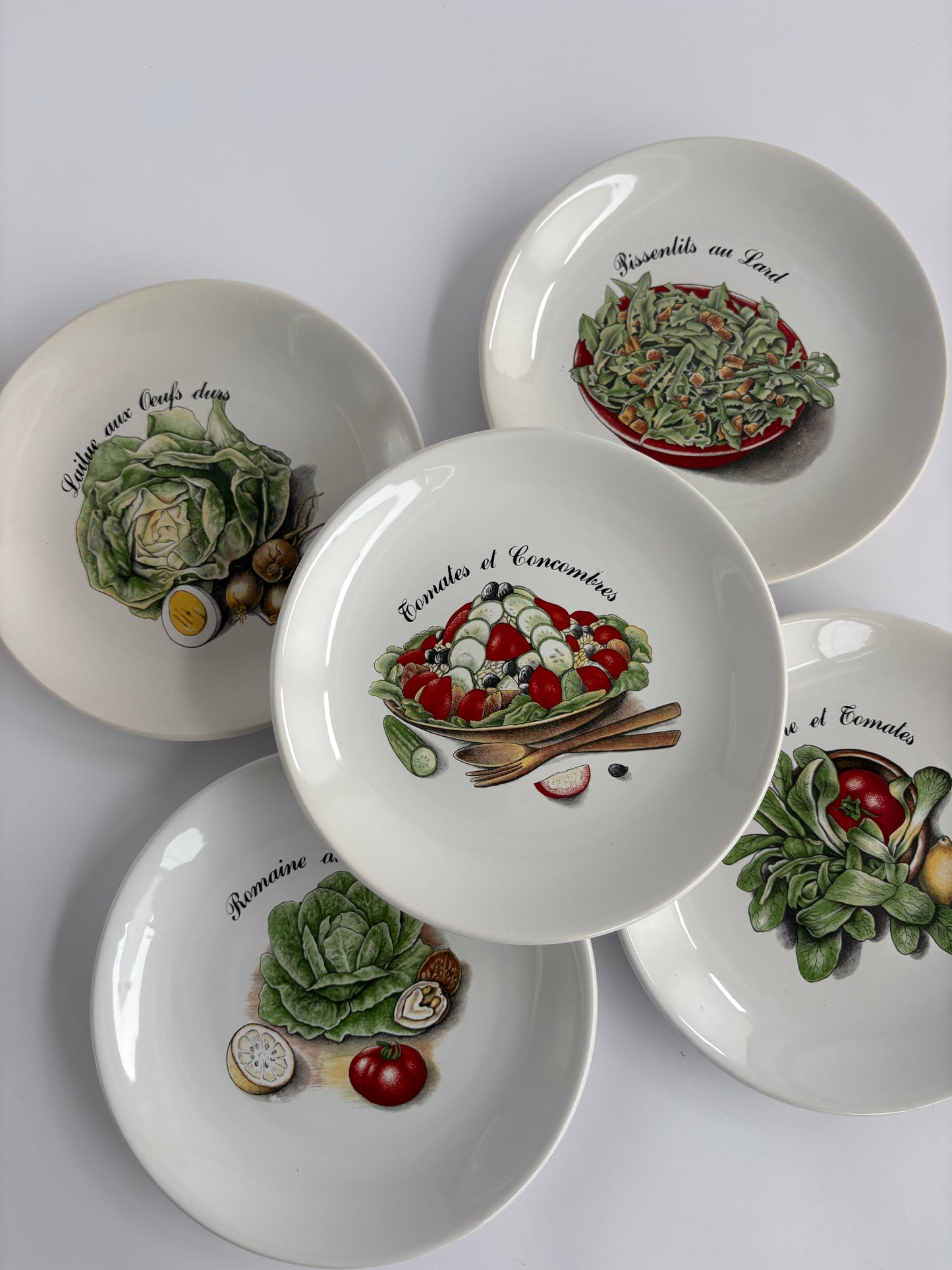Set of 5 French salad plates