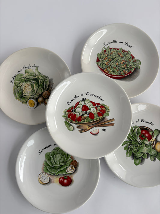 Set of 5 French salad plates