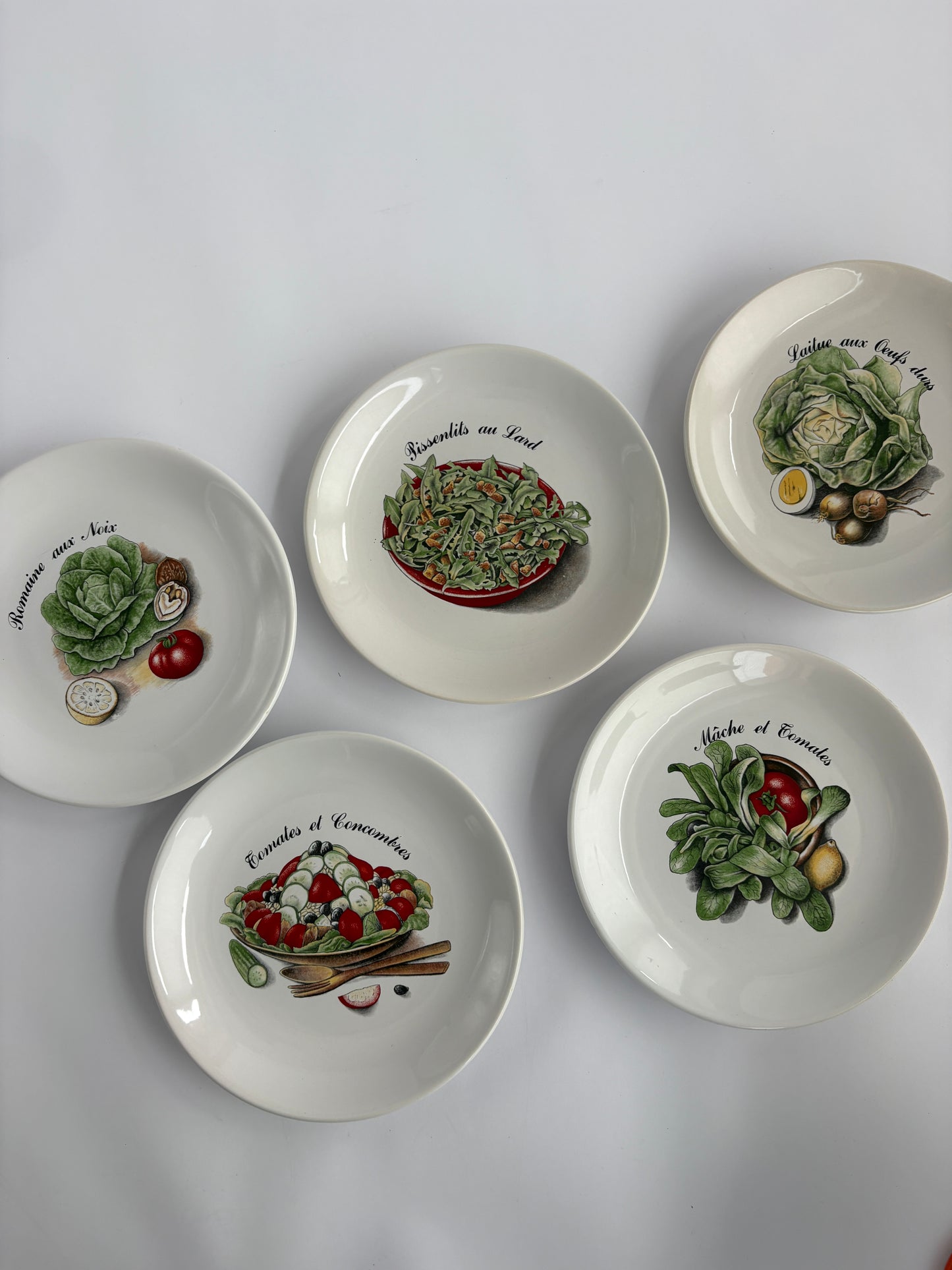 Set of 5 French salad plates