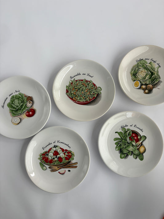 Set of 5 French salad plates