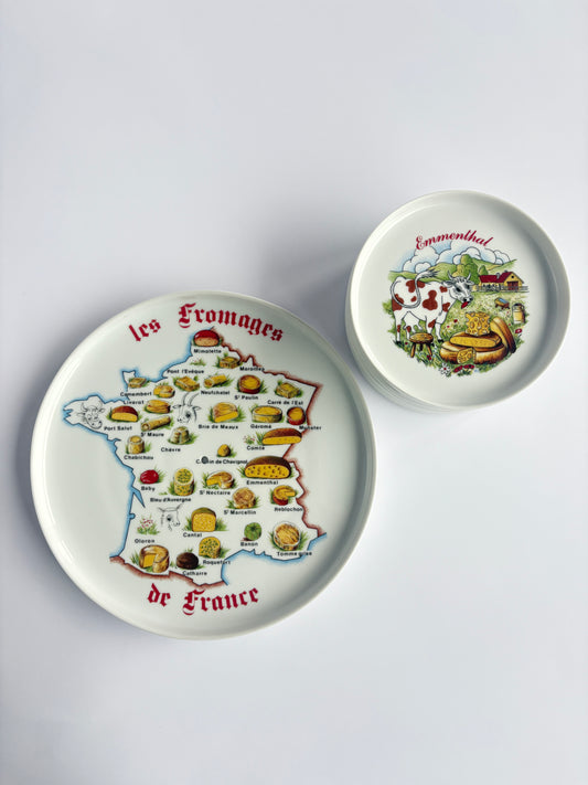 Set of 5 cheese plates and 1 large plate