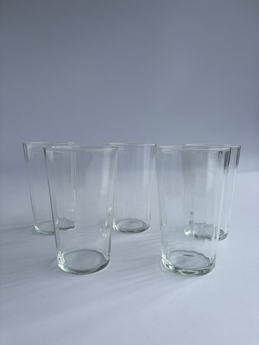 Set of 5 delicate hand-blown water glasses