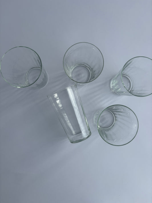 Set of 5 delicate hand-blown water glasses