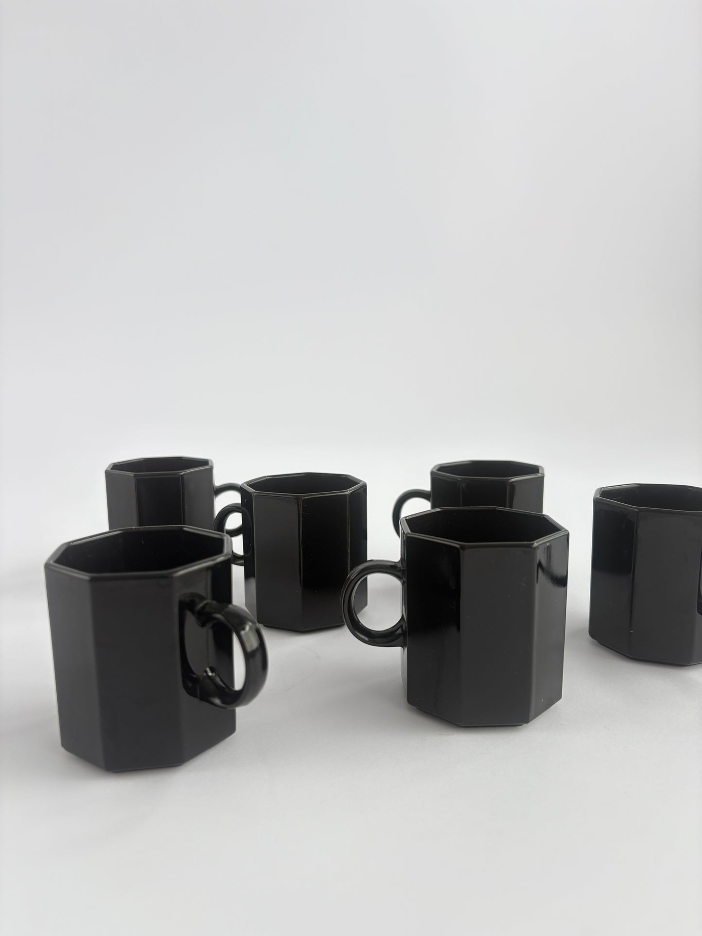 Set of 6 black espresso cups
