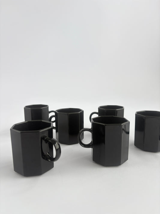 Set of 6 black espresso cups