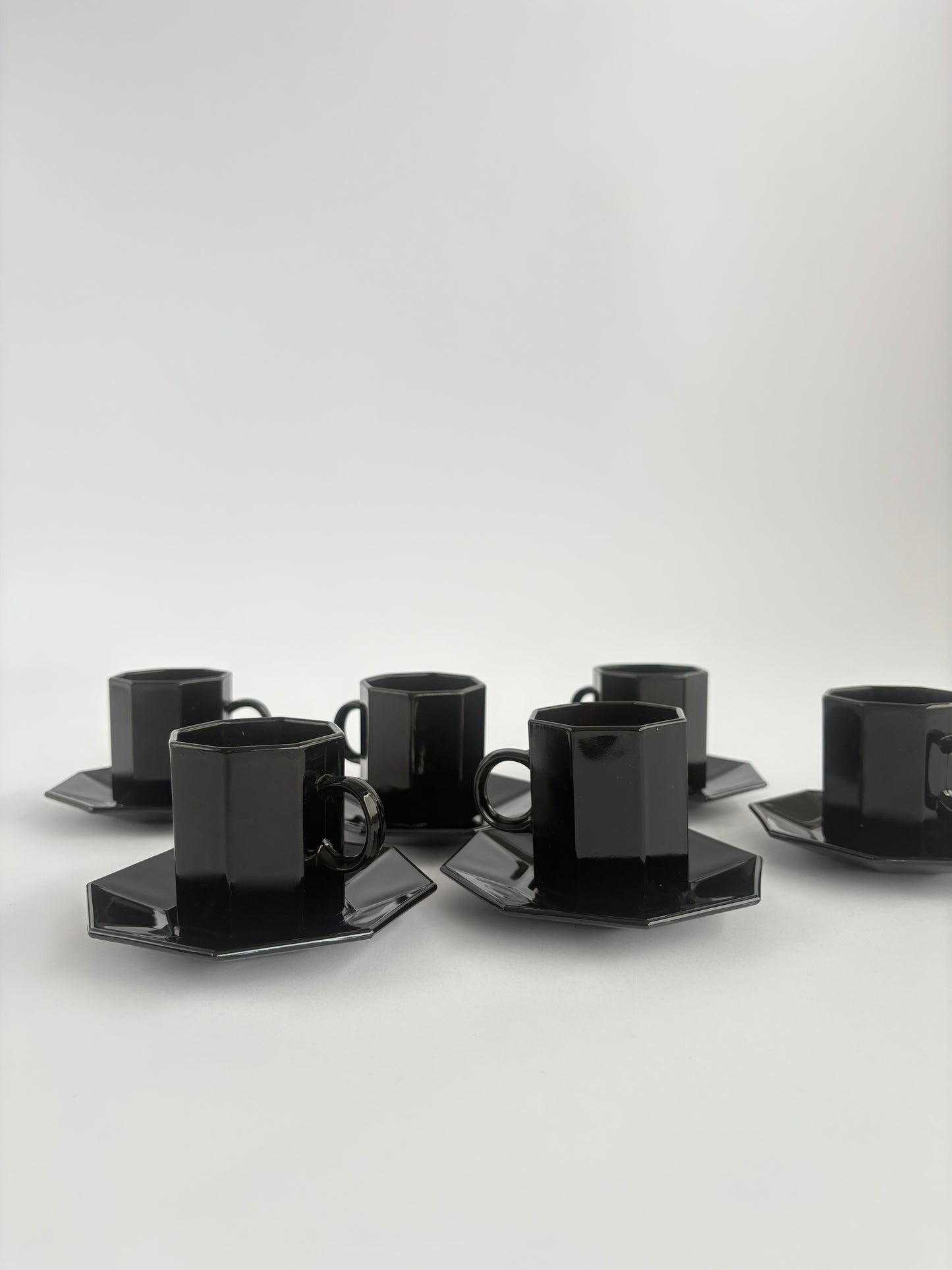 Set of 6 black espresso cups