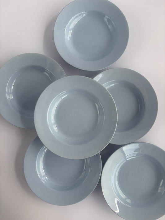 Set of 6 deep plates, baby blue