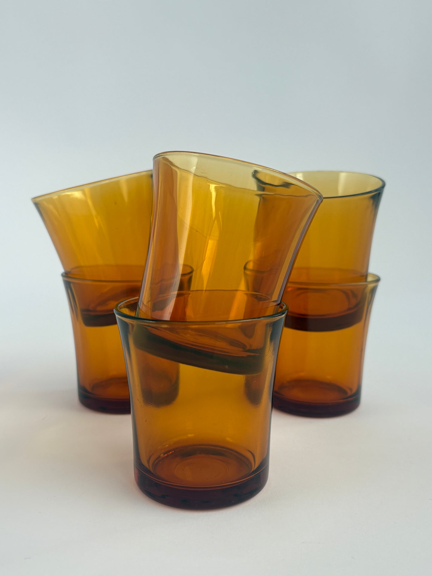Set of 6 amber-colored water glasses