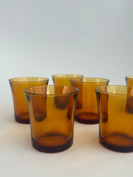 Set of 6 amber-colored water glasses