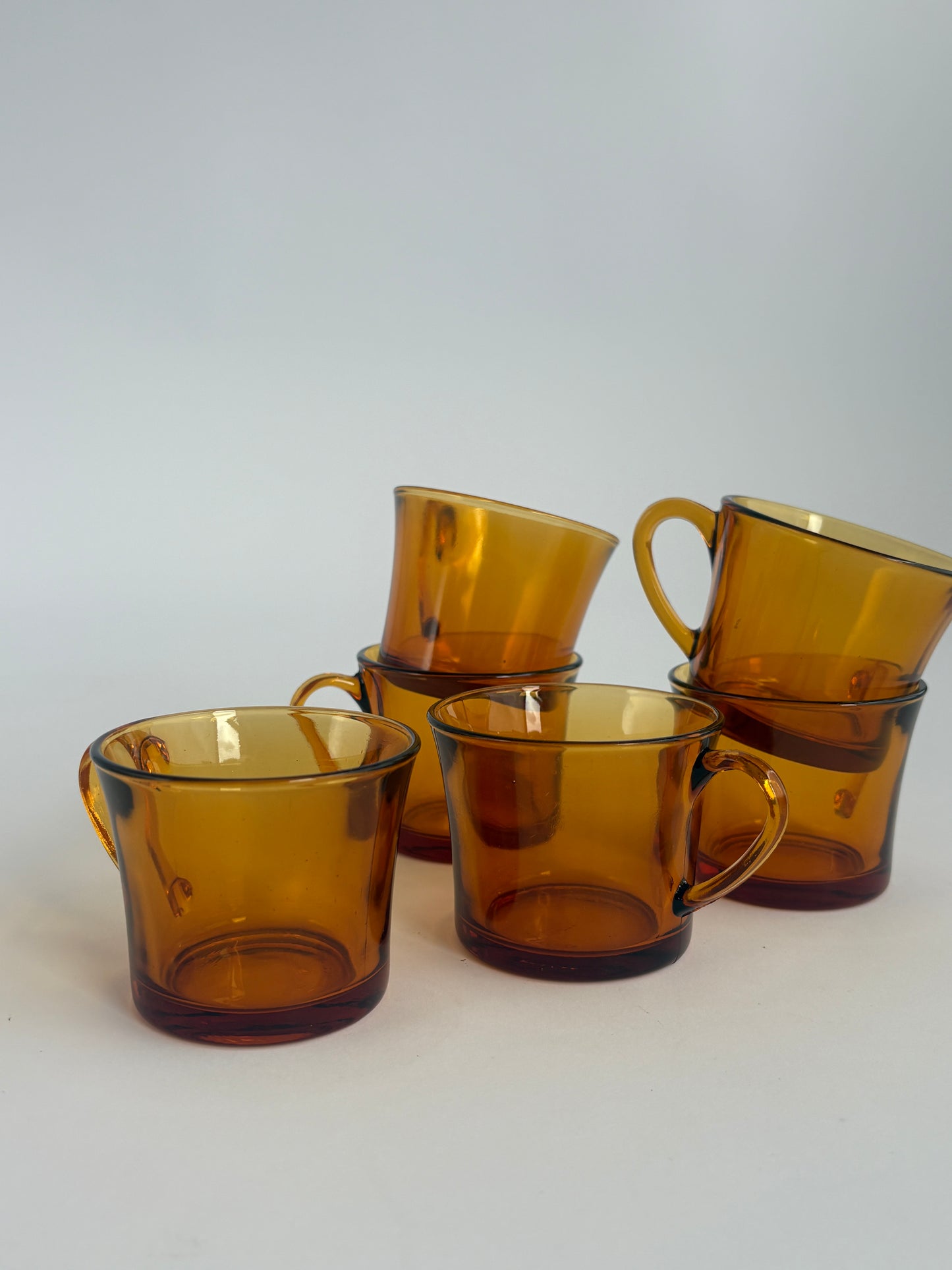 Set of 6 vintage amber glass espresso cups