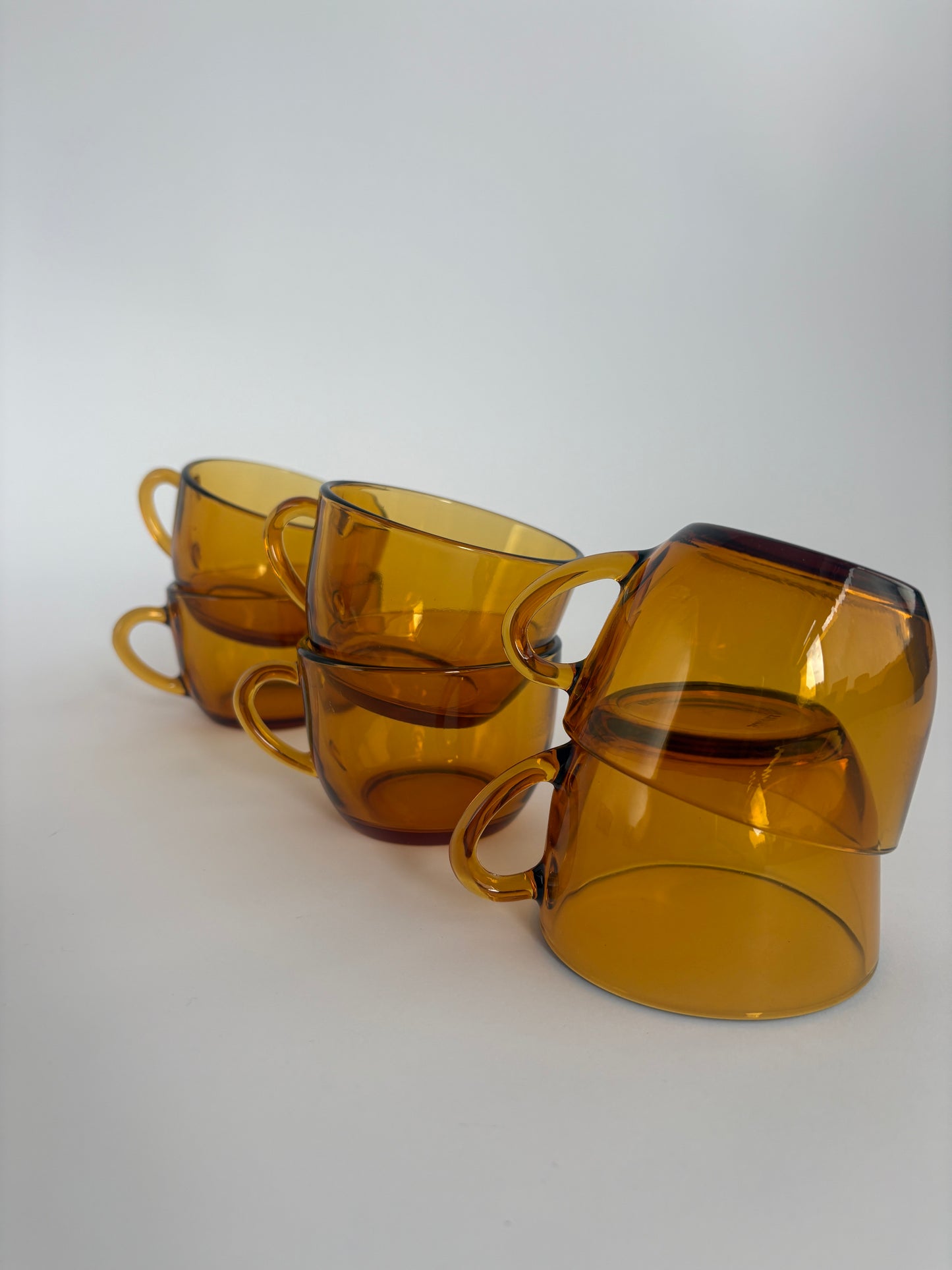 Set of 6 amber glass coffee cups
