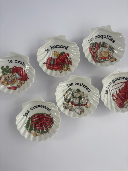 Set of 6 scallop shell bowls