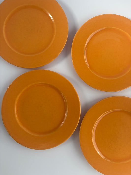 Set of 4 large orange plates
