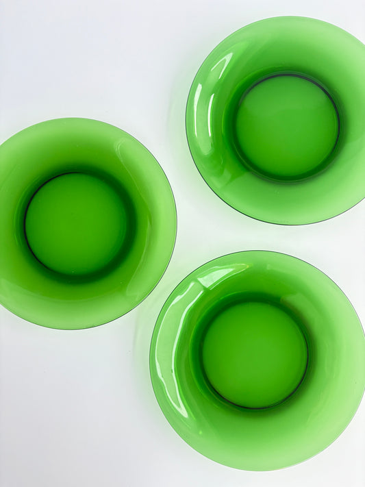Set of 3 retro green deep plates
