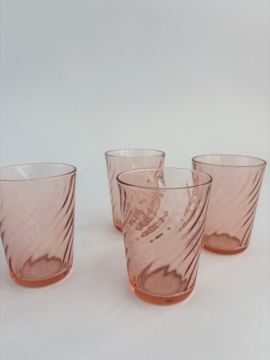 Set of 4 pink water glasses