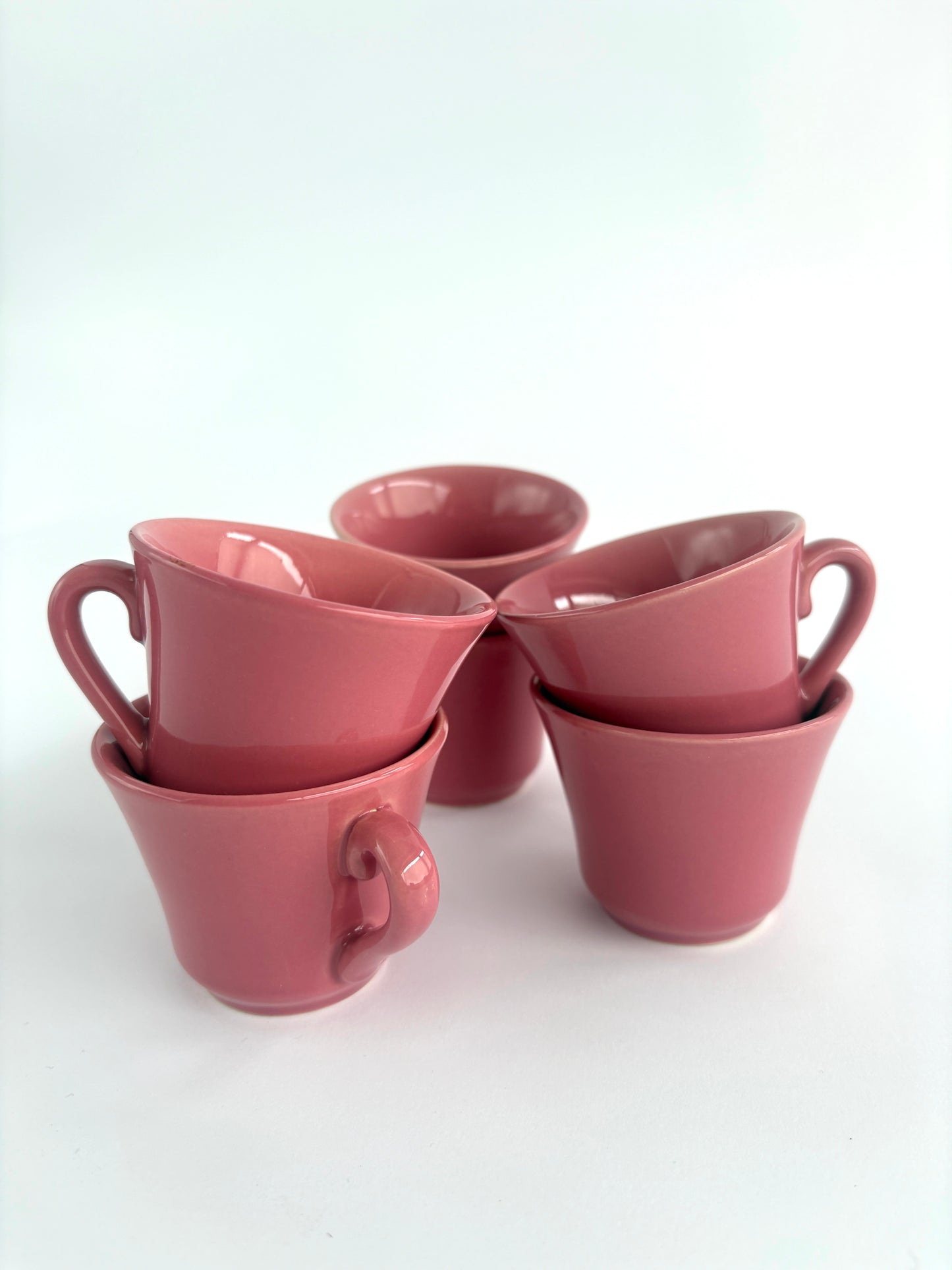 Set of 6 pink espresso cups