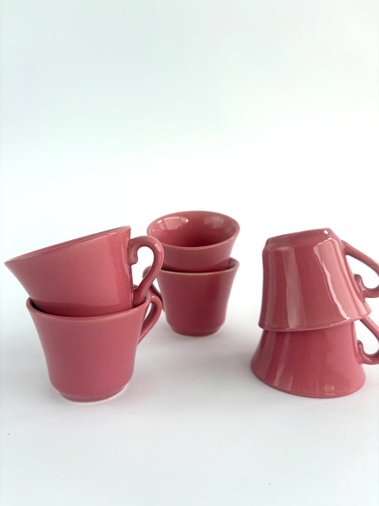 Set of 6 pink espresso cups